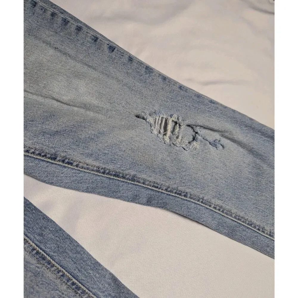 J Crew Jeans Sz 28 Demi Boot Crop Frayed Hem Billie High Rise Denim 10" Light - Picture 4 of 11
